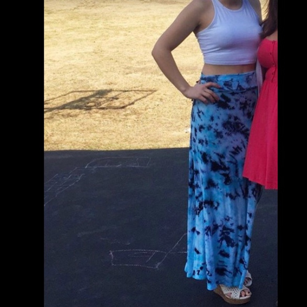Blue tye dye maxi skirt